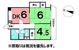 南陽スカイメゾン 2DKの間取図画像