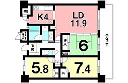 D'クラディア西田 3LDKの間取図画像