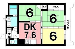 ロイヤルメゾン祇園之洲 3DKの間取図画像