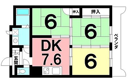 3DK【専有面積53.77m2】室内程度良好!桜島の眺望良好なお部屋です♪ペット飼育も可能♪