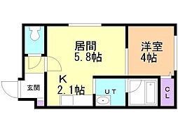 ガレリアN13 1DKの間取図画像