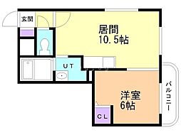 ウィングパーク 1LDKの間取図画像