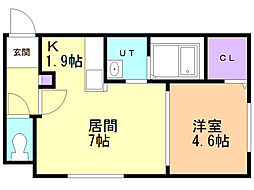 パインレジデンスN32 1LDKの間取図画像