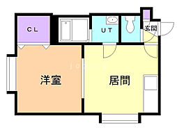 カステル北27 1DKの間取図画像