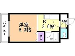 港プロシード26 1Kの間取図画像