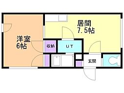 ヴィラビアンカ新川 1DKの間取図画像