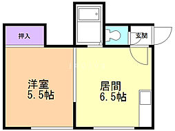 コーポフラワー 1DKの間取図画像