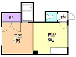 コスモ麻生 1DKの間取図画像