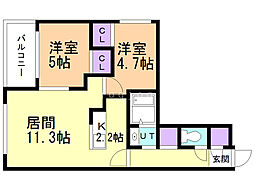 グランドサクセス南麻生 2LDKの間取図画像