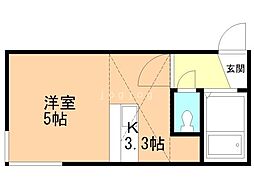 コーポJUN北 ワンルームの間取図画像
