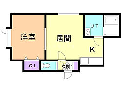 アプローズ1番館 1LDKの間取図画像