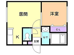 ブランノワールノルド 1LDKの間取図画像