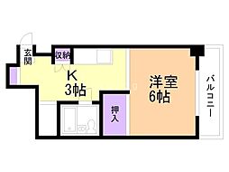 アクアトピア麻生 1Kの間取図画像