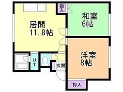 ハイツはまなす710C 2LDKの間取図画像