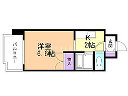 あおばビルN25 1Kの間取図画像