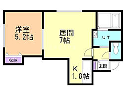 アヴァンティノルド 1LDKの間取図画像