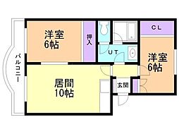 ピアレス麻生 2LDKの間取図画像