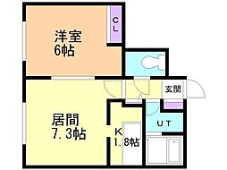プログレス新琴似 1LDKの間取図画像