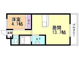 シャロンド・アクアマリン 1LDKの間取図画像
