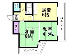ハイツ・フランセ・19 2DKの間取図画像