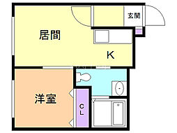 ブランノワールノルド 1LDKの間取図画像