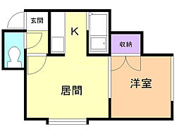 N29 1LDKの間取図画像