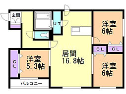 パークサイドN35 3LDKの間取図画像