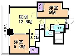 サムティタワーN26 2LDKの間取図画像