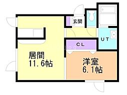 クリューソス 1LDKの間取図画像