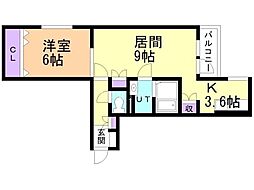カーザ麻生 1LDKの間取図画像