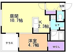 ゼスティN32 1LDKの間取図画像