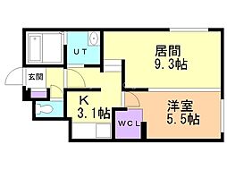 PartureN21 1LDKの間取図画像