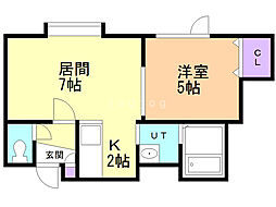 ノースフィールド 1LDKの間取図画像