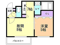 アクアトピアN21 1LDKの間取図画像