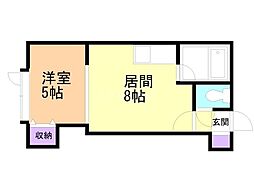 アークコート麻生2 1LDKの間取図画像