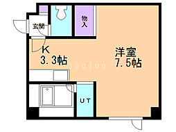 パラシオンN29 1Kの間取図画像
