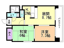 リゾルテ中央 2LDKの間取図画像