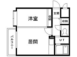 クリスタル北24条 1LDKの間取図画像