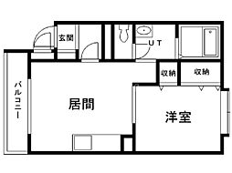 西麻生弐番館 1LDKの間取図画像