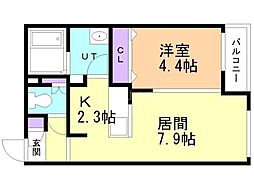 EXORN35 1LDKの間取図画像