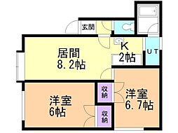 ドミール秀 2LDKの間取図画像