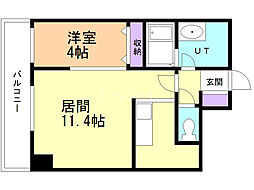 バロンドール 1LDKの間取図画像