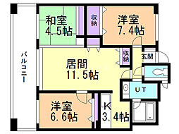 アパガーデンパレス札幌駅西 3LDKの間取図画像