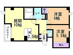 ゴールドディアイブ 2LDKの間取図画像