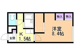 レオパレス白樺2 1Kの間取図画像