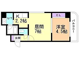 トミイビルNo.40 1LDKの間取図画像