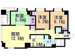 アクロビュー北大前2 3LDKの間取図画像
