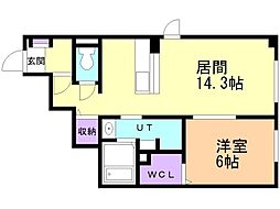 プルーリオン1 1LDKの間取図画像