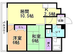 サテラ北34条 2LDKの間取図画像