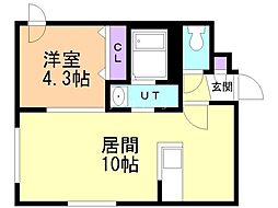 札幌市北区麻生町7丁目マンション 1LDKの間取図画像